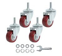 Finnhomy Swivel Caster Wheels 2 Inch Heavy Duty Threaded Stem Casters 5/16"- 18 x 1 Set of 4 Premium Polyurethane Wheels PU Load Bearing 800 Lbs Anti-wear Smooth Casters, Red