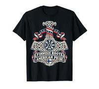 Finnish Roots Marteau de Thor Vegvisir Nœud Nordique T-Shirt