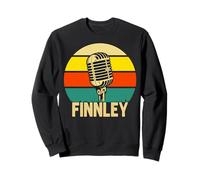 Finnley Microphone rétro avec nom Amusant des années 80 Vintage Lovers Sweatshirt