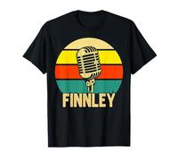 Finnley Microphone rétro avec nom Amusant des années 80 Vintage Lovers T-Shirt