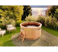 Finntherm Tonneau de bain en bois Bergen - Ø 160 x 101 cm - 3-4 personnes - Avec échelle d'entrée de gamme, piscine, baignoire, jacuzzi
