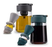 Fino Casa Bouteille d'huile 3 en 1 avec pinceau et bec verseur, distributeur d'huile pour doser pulvérisateur d'huile avec pinceau en silicone, bouteille en verre de 350 ml d'huile ou de vinaigre