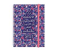 Finocam 742232523 Agenda 2023 à spirale Design Collection semainier horizontal janvier 2023 à décembre 2023 (12 mois) Impossible espagnol - E10-155 x 212 mm