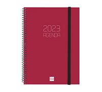 Finocam - Agenda 2023 spirale bêta semaine vue horizontale janvier 2023 - Décembre 2023 (12 mois) Vermelho Portugais