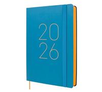 Finocam Agenda 2026 1 jour par page | janvier à décembre (12 mois) | Agenda A5 avec élastique et bande à points, couverture souple souple souple et lisse, bleu, espagnol