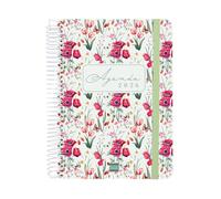 Finocam Agenda 2026 1 jour par page | janvier à décembre (12 mois) | Agenda annuel 2026 avec élastique | Spirale rigide Cloe - Vert