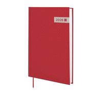 Finocam Agenda 2026 1 jour par page | janvier à décembre (12 mois) | Agenda annuel 2026 avec ruban à pointillés | Couverture rigide Dynamic Porto - Rouge - Catalan