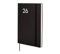 Finocam - Agenda 2026 Semaine sur 2 pages Présentation verticale | Janvier - Décembre | Agenda annuel 2026 avec élastique et signet en ruban tissé | Couverture souple Mara - Noir - International