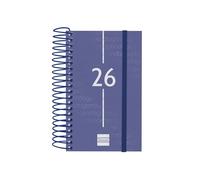 Finocam Agenda à spirale 2026 1 jour par page | janvier à décembre (12 mois) | Agenda annuel 2026 avec élastique | Couverture en polypropylène à spirale Year - Bleu