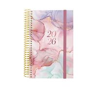 Finocam Agenda à spirale 2026 1 jour par page | janvier à décembre (12 mois) | Agenda annuel 2026 | Couverture en polypropylène à spirale Trendy Design Collection - Goldy - Catalan