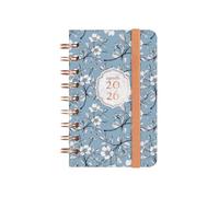 Finocam Agenda à spirale 2026 avec vue hebdomadaire horizontale de janvier à décembre (12 mois) | Agenda annuel 2026 avec élastique | Couverture rigide You Cotton