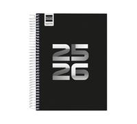 Finocam Agenda Cool Cours 2025/2026 1 jour par page Septembre 2025 à juin 2026 (année scolaire) + Juillet et août résumés Noir Espagnol