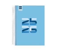 Finocam Agenda Cool Cours 2025/2026 1 jour par page Septembre 2025 à juin 2026 (année scolaire) + juillet et août résumés Bleu espagnol