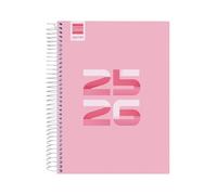 Finocam Agenda Cool Cours 2025/2026 1 jour par page Septembre 2025 à juin 2026 (année scolaire) + juillet et août résumés rose espagnol