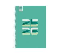 Finocam Agenda Cool Cours 2025/2026 Vue hebdomadaire horizontale Septembre 2025 à juin 2026 (année scolaire) + juillet et août résumés Vert espagnol