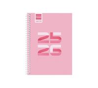 Finocam Agenda Cool Cours 2025/2026 Vue hebdomadaire horizontale Septembre 2025 à juin 2026 (année scolaire) + juillet et août résumés Rose espagnol