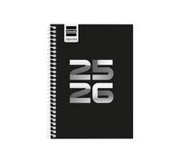 Finocam Agenda Cool Cours 2025/2026 Vue hebdomadaire horizontale Septembre 2025 à juin 2026 (année scolaire) + Juillet et août résumés Noir Espagnol