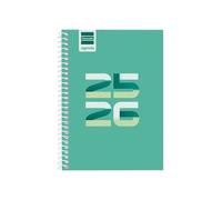 Finocam Agenda Cool Cours 2025/2026 Vue hebdomadaire horizontale Septembre 2025 à juin 2026 (année scolaire) + juillet et août résumés Vert espagnol