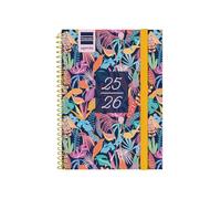 Finocam Agenda secondaire scolaire 2025/2026 Vue horizontale Septembre 2025 à juin 2026 (année scolaire) + juillet et août résumés Tropical espagnol