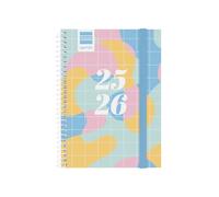 Finocam Agenda secondaire scolaire 2025/2026 Vue horizontale Septembre 2025 à juin 2026 (année scolaire) + juillet et août résumés Art espagnol