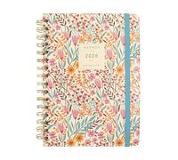 Finocam Agenda semainier horizontal 2026 janvier à décembre (12 mois) | Agenda annuel 2026 avec élastique | Spirale double couverture rigide à chevrons