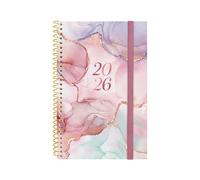 Finocam Agenda semainier horizontal 2026 janvier-décembre (12 mois) | Agenda annuel 2026 avec élastique | Couverture en polypropylène Beta - Goldy - Portugais