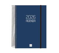 Finocam - Agenda Spirale 2026 1 Jour par Page | Janvier - Décembre 12 mois | Agenda annuel 2026 avec élastique | Couverture en polypropylène Spirale Mat - Bleu - Italien, Quotidien