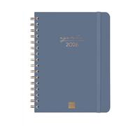 Finocam - Agenda Spirale 2026 Semaine sur 2 pages Présentation verticale | Janvier - Décembre | Agenda annuel 2026 avec élastique | Double spirale Couverture rigide Alma - Bleu - International