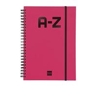 Finocam - Répertoire à double spirale fermé par un élastique | 48 pages | Répertoire A5 Reliure à double spirale - couleur Magenta