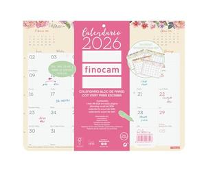 Finocam - Calendrier aimanté Mois Vista Janvier - Décembre 2026 (12 mois) | Calendrier magnétique réfrigérateur | Planificateur mensuel Design - Espagnol