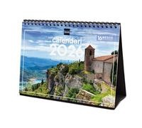 Finocam - Calendrier de bureau 2026 mois vue janvier - décembre 2026 + sept. - Déc. 2025 (4 mois) réduits | Calendrier 2026 | Images de villages avec charme - Catalan