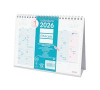Finocam - Calendrier de bureau à écrire 2026 Mois Vue Janvier - Décembre (12 mois) | Calendrier 2026 à noter | Planificateur mensuel Chic - Turquoise - Espagnol