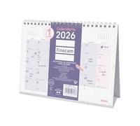 Finocam - Calendrier de bureau à écrire 2026 Mois Vue Janvier - Décembre 2026 (12 mois) | Calendrier 2026 à noter | Planificateur mensuel Chic - Violet - Espagnol