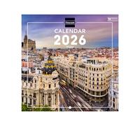 Finocam - Calendrier mural 2026 18 x 18 cm 1 Mois par page Janvier - Décembre 2026 + Sept.-Déc. 2025 (4 mois) réduits | Calendrier 2026 | Images Madrid - International