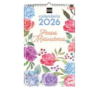 Finocam - Calendrier mural 2026 25 x 40 cm avec vue mois janvier - décembre 2026 + sept. - Déc. 2025 (4 mois) réduits | Calendrier 2026 | Images phrases motivantes - Français