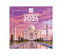 Finocam - Calendrier mural 2026 30 x 30 cm avec vue mois janvier - décembre 2026 + sept. - Déc. 2025 (4 mois) réduits | Calendrier 2026 | Images Merveilles du monde - Espagnol