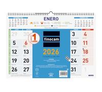 Finocam - Calendrier mural 2026 mixte mois vue janvier - décembre 2026 (12 mois) | Calendrier 2026 à noter | Planificateur mensuel couleur - espagnol