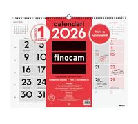 Finocam - Calendrier mural 2026 mixte XL avec vue janvier - décembre 2026 (12 mois) | Calendrier 2026 à noter | Planificateur mensuel neutre catalan