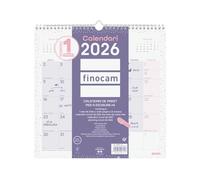 Finocam - Calendrier mural 2026 mois vue janvier - décembre (12 mois) | Calendrier 2026 à noter | Planificateur mensuel Trendy Chic Violet - Catalan
