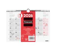 Finocam - Calendrier mural 2026 mois vue janvier - décembre (12 mois) | Calendrier 2026 à noter | Planificateur mensuel neutre - espagnol