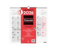 Finocam - Calendrier mural 2026 mois vue janvier - décembre (12 mois) | Calendrier 2026 à noter | Planificateur mensuel neutre - espagnol