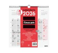Finocam - Calendrier mural 2026 mois vue janvier - décembre (12 mois) | Calendrier 2026 à noter | Planificateur mensuel neutre - espagnol
