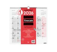Finocam - Calendrier mural 2026 mois vue janvier - décembre 2026 (12 mois) | Calendrier 2026 à noter | Planificateur mensuel neutre catalan