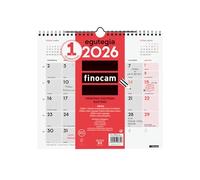 Finocam - Calendrier mural 2026 mois vue janvier - décembre 2026 (12 mois) | Calendrier 2026 à noter | Planificateur mensuel neutre - Euskera