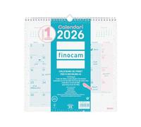 Finocam - Calendrier mural 2026 mois vue janvier - décembre 2026 (12 mois) | Calendrier 2026 à noter | Planificateur mensuel ChicTurquoise - Catalan