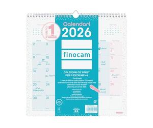 Finocam - Calendrier mural 2026 mois vue janvier - décembre 2026 (12 mois) | Calendrier 2026 à noter | Planificateur mensuel ChicTurquoise - Catalan