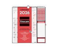 Finocam Calendrier mural 2026 Plus mois vue janvier-décembre (12 mois) | Calendrier 2026 à noter | Planificateur mensuel neutre catalan