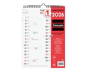 Finocam - Calendrier mural 2026 pour écrire deux colonnes avec vue janvier - décembre (12 mois) | Calendrier 2026 à noter | Planificateur mensuel neutre - espagnol