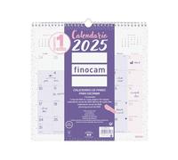 Finocam - Calendrier mural chic à écrire 2025 mois vue janvier 2025 - décembre 2025 (12 mois) Chic violet espagnol