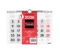 Finocam - Calendrier mural grands chiffres 2026 avec vue janvier - décembre (12 mois) | Calendrier 2026 | Planning mensuel neutre - espagnol